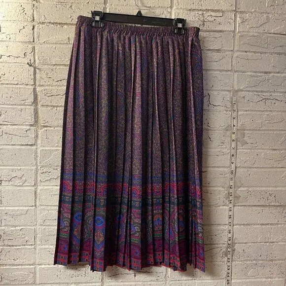 Vintage Andrea Gayle Purple Knit Cardigan &amp; Paisley Matching Skirt Set