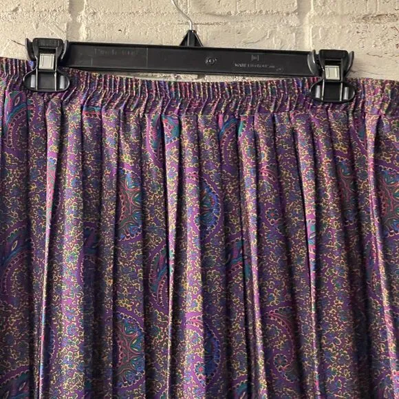 Vintage Andrea Gayle Purple Knit Cardigan &amp; Paisley Matching Skirt Set