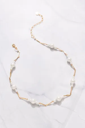 White Pearl Waves Necklace