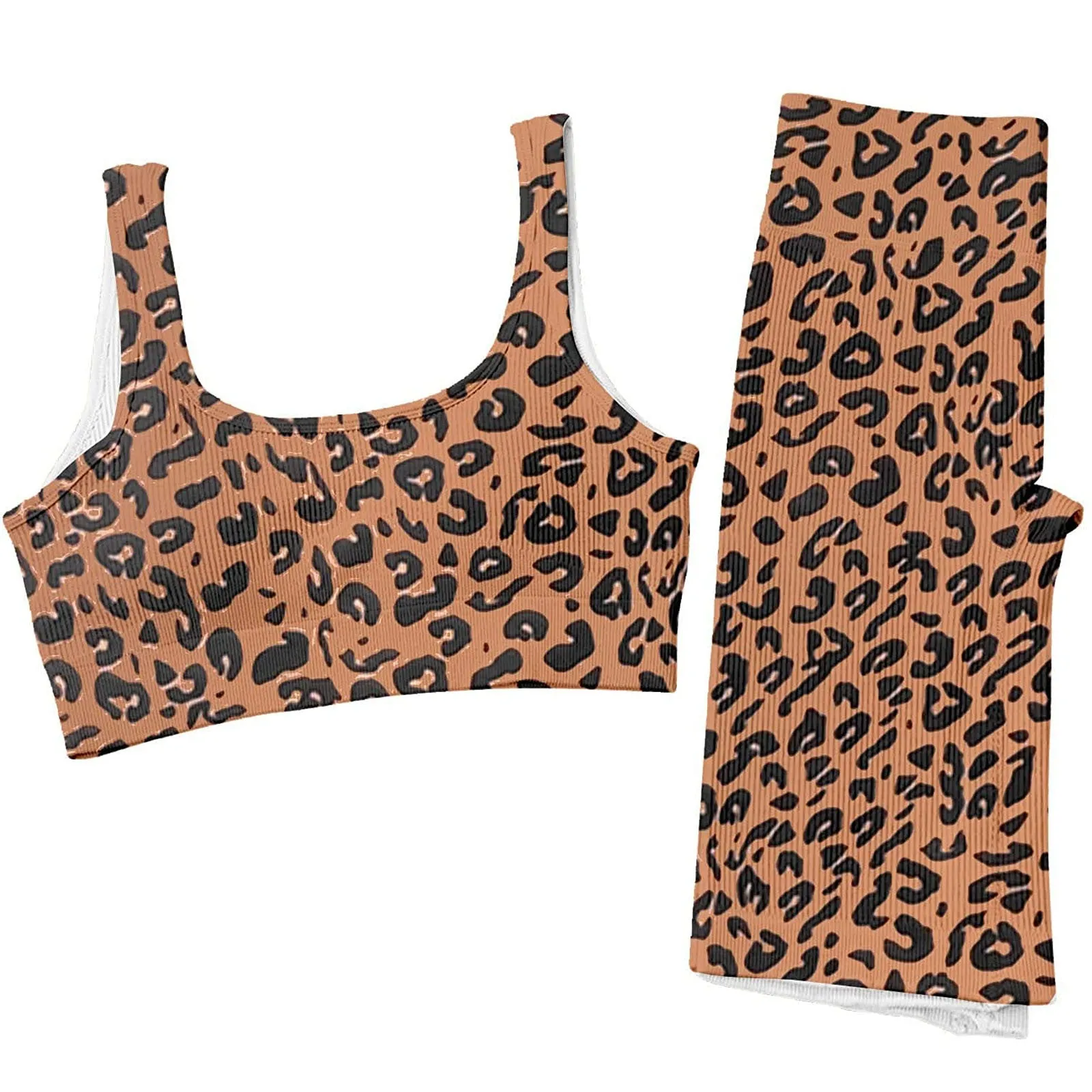 Women Sleeveless Printed Tank High Waist Shorts Yoga Outfits Sets