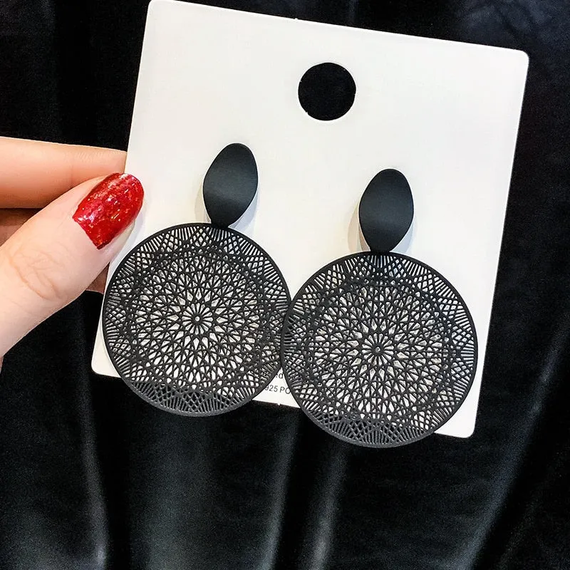 Women's Vintage Geometric Acrylic Drop Earrings with Irregular Shape