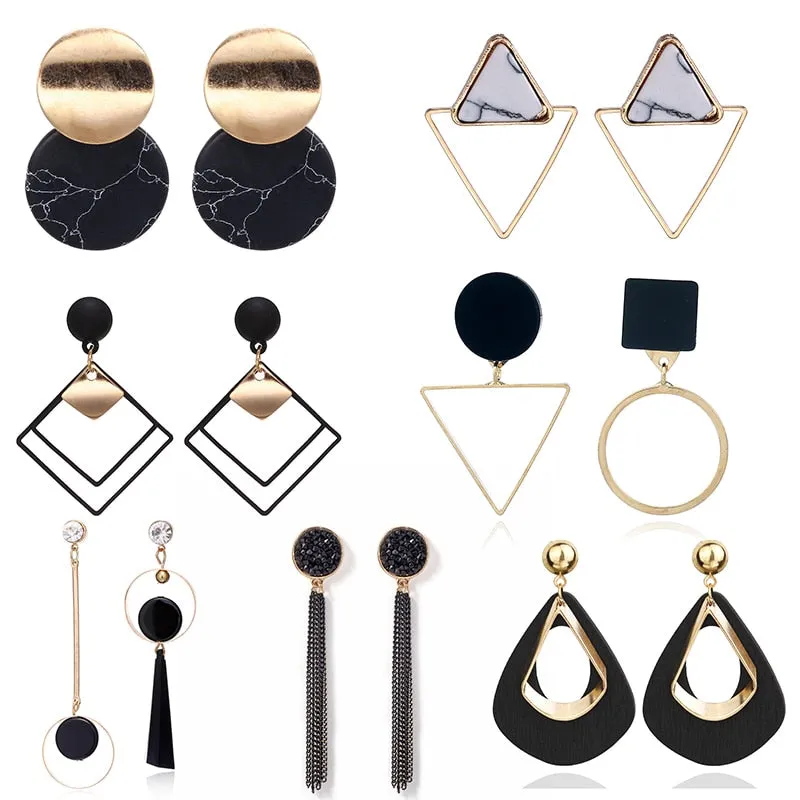 Women's Vintage Geometric Acrylic Drop Earrings with Irregular Shape