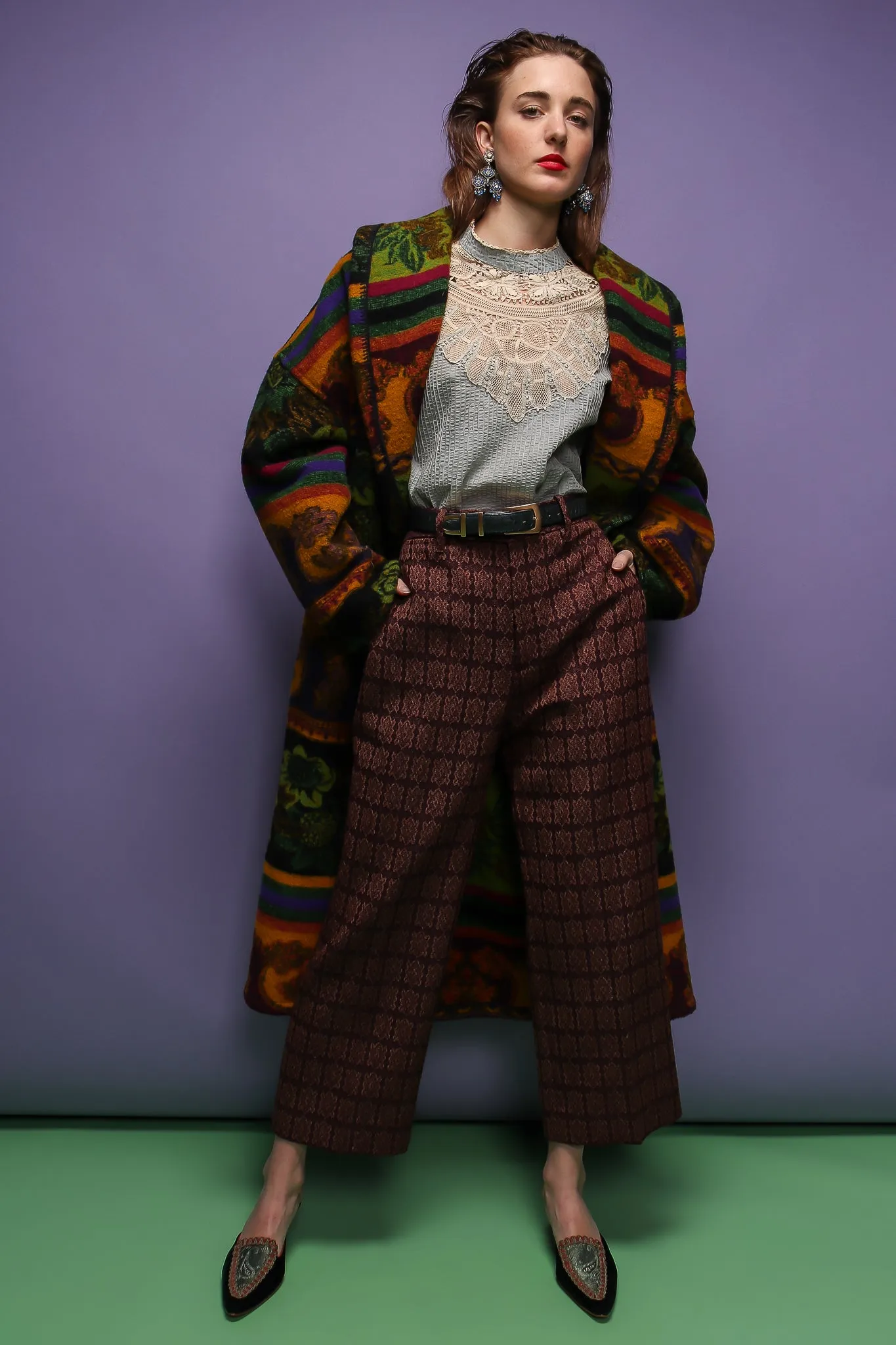 Wool Stripe Cocoon Coat