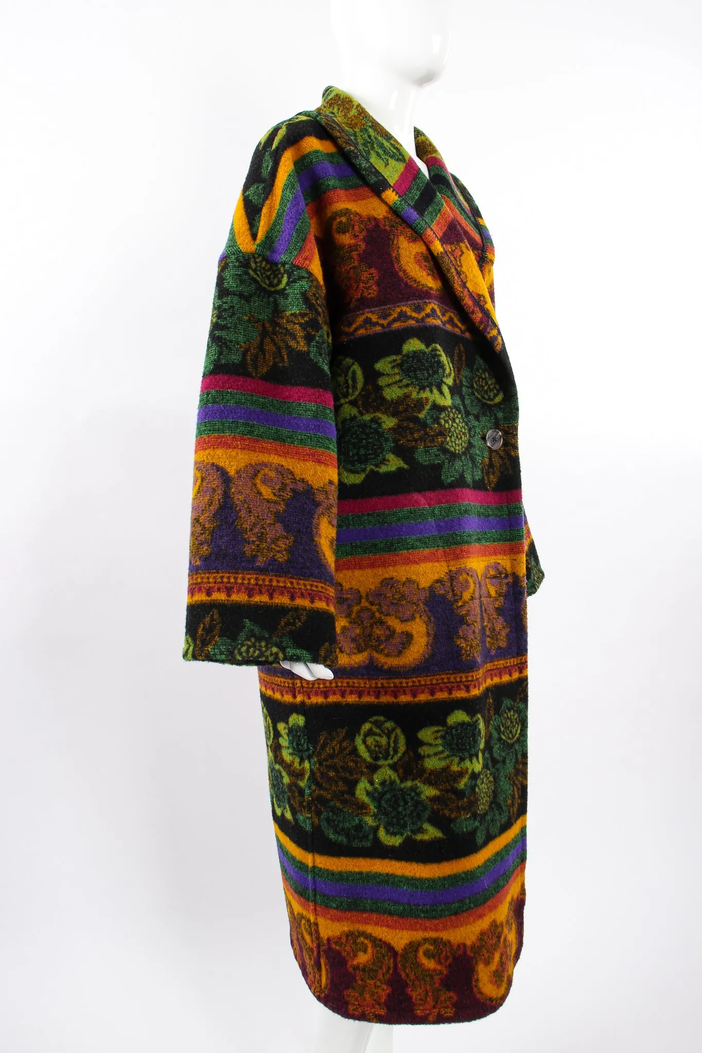 Wool Stripe Cocoon Coat