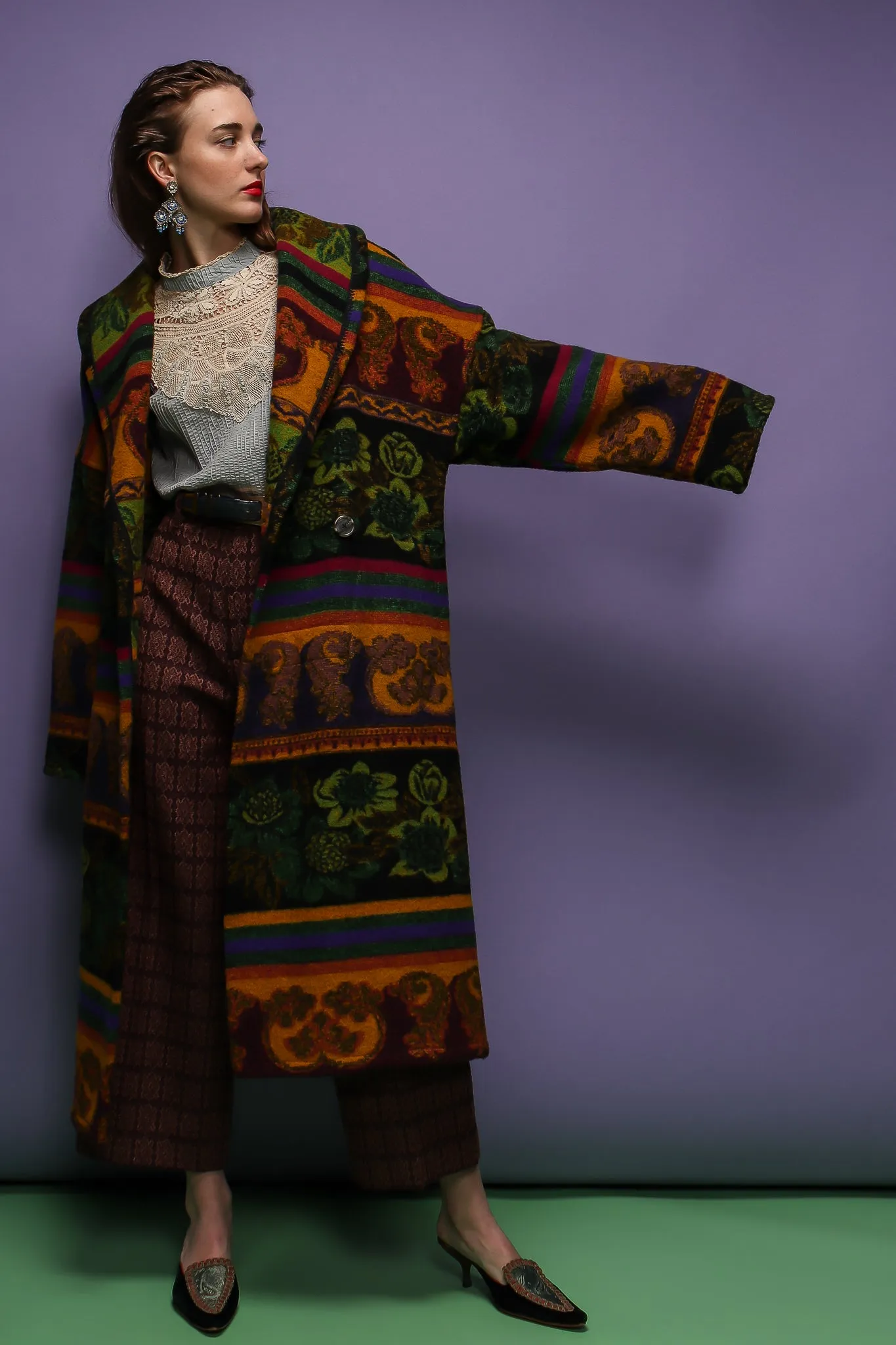Wool Stripe Cocoon Coat