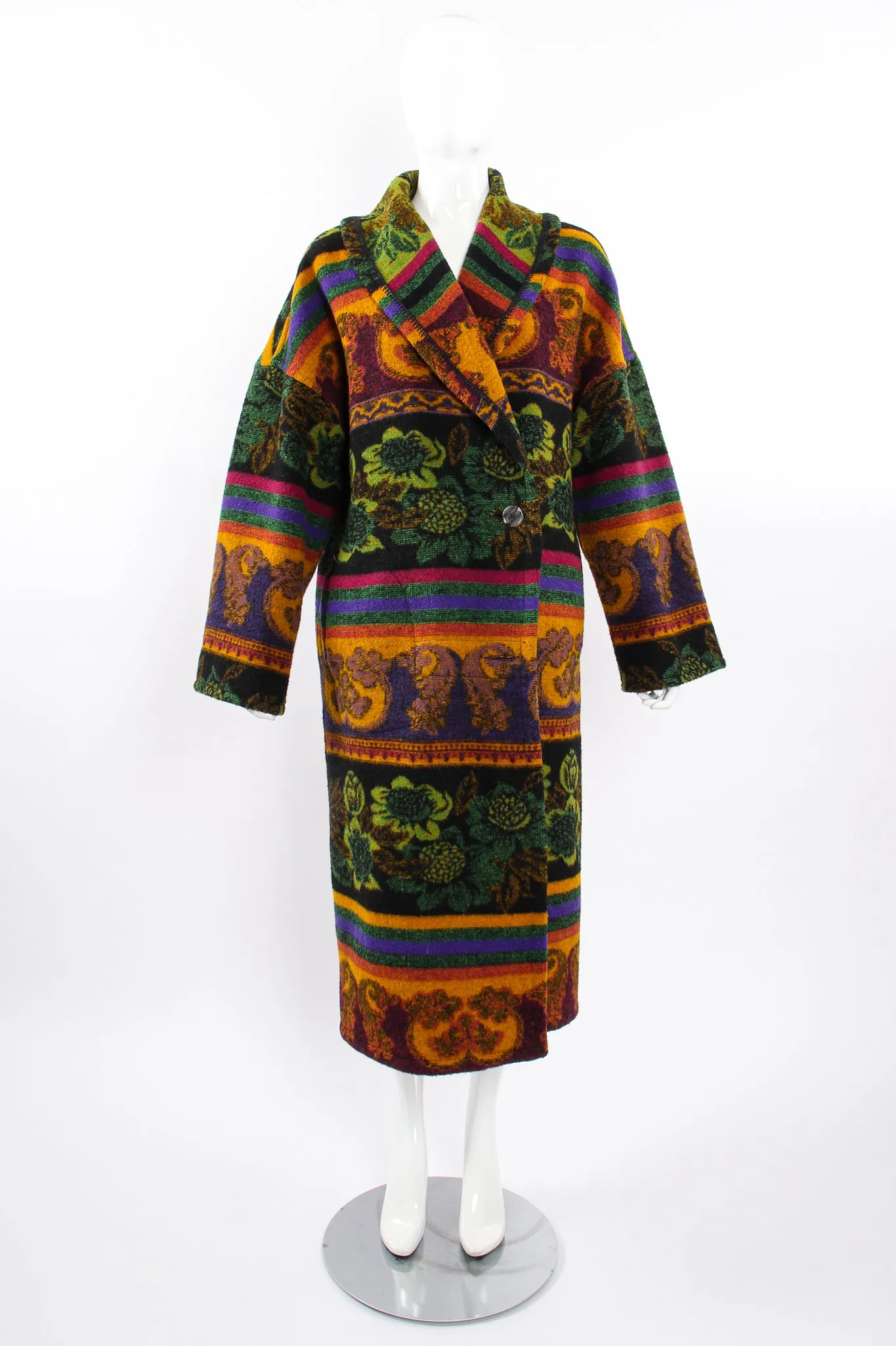 Wool Stripe Cocoon Coat