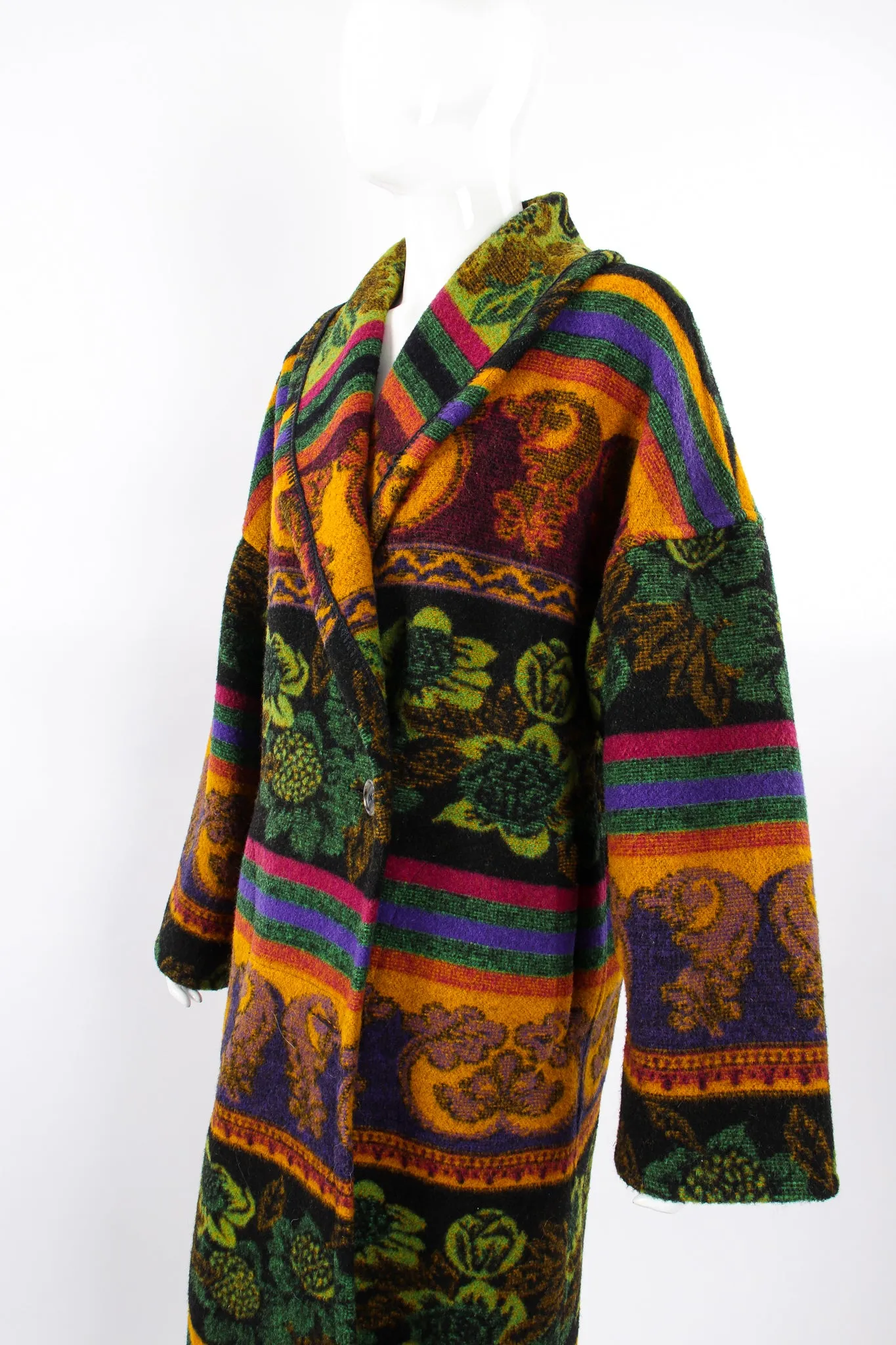 Wool Stripe Cocoon Coat