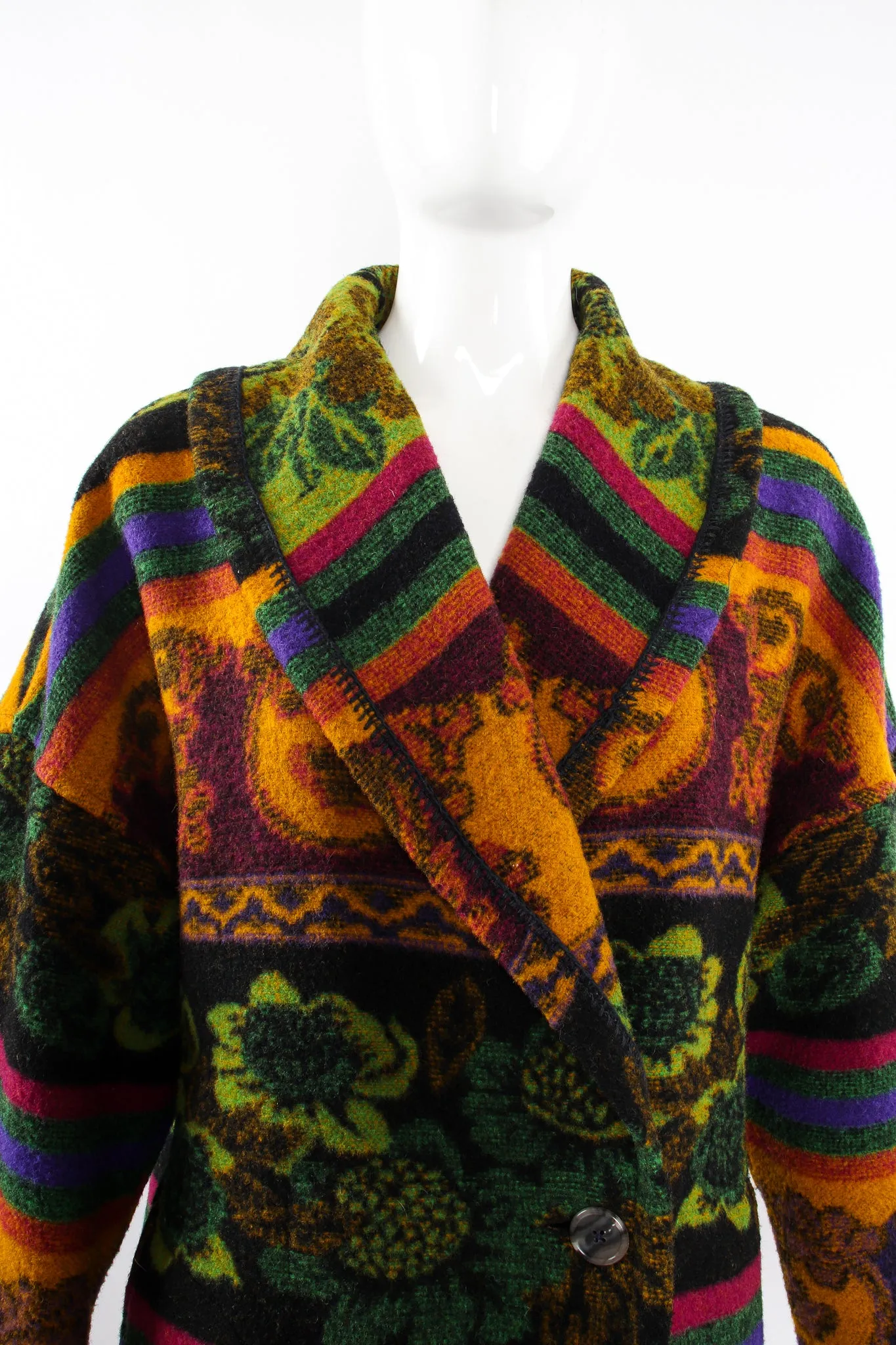 Wool Stripe Cocoon Coat