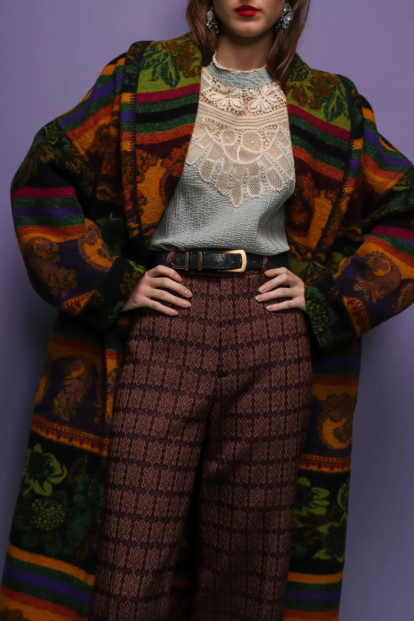 Wool Stripe Cocoon Coat