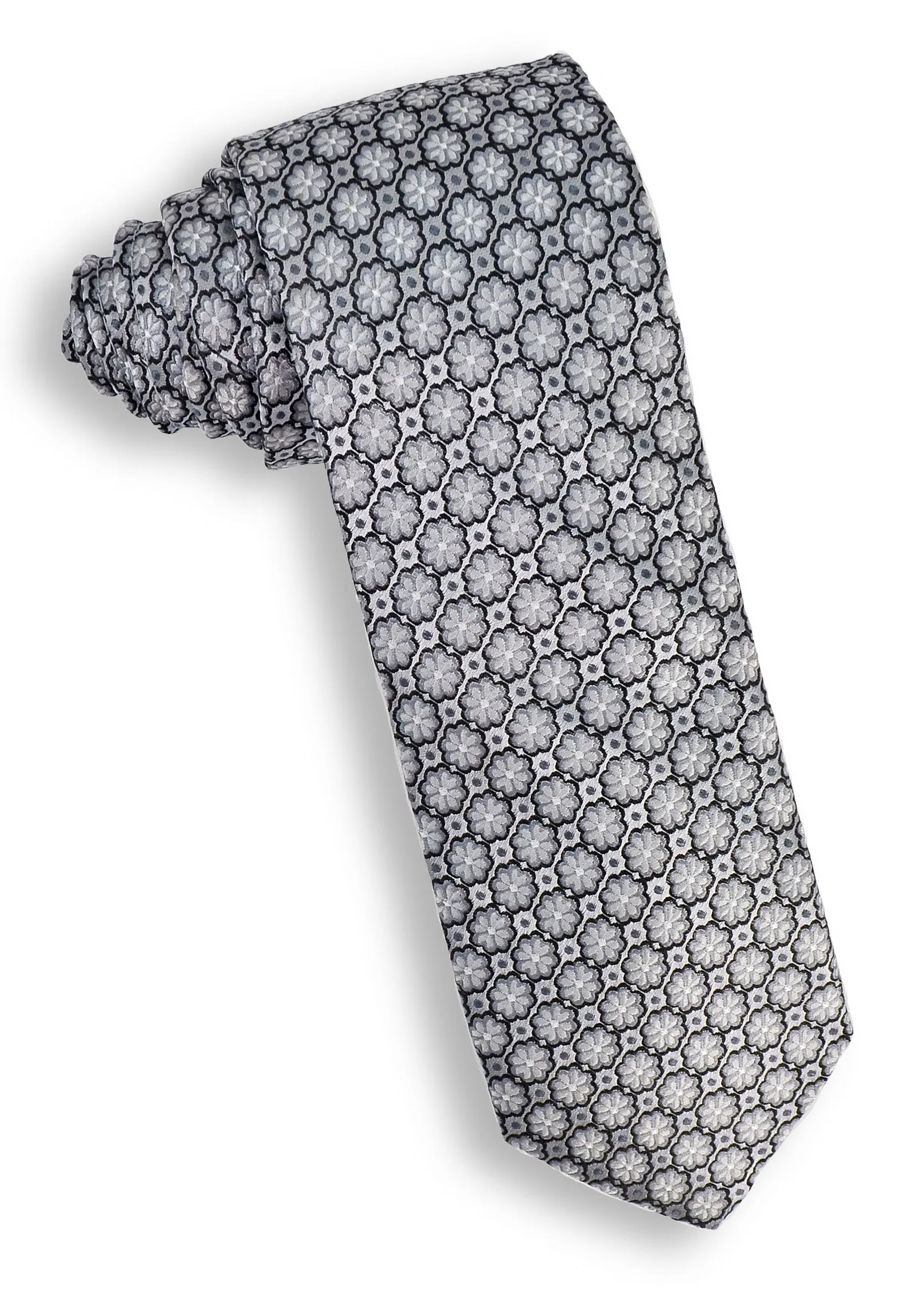 XMI Floral Medallion Platinum Tie