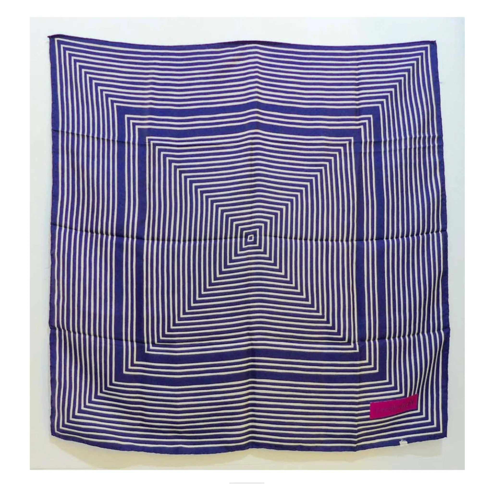 YVES SAINT LAURENT Blue Striped Silk Scarf