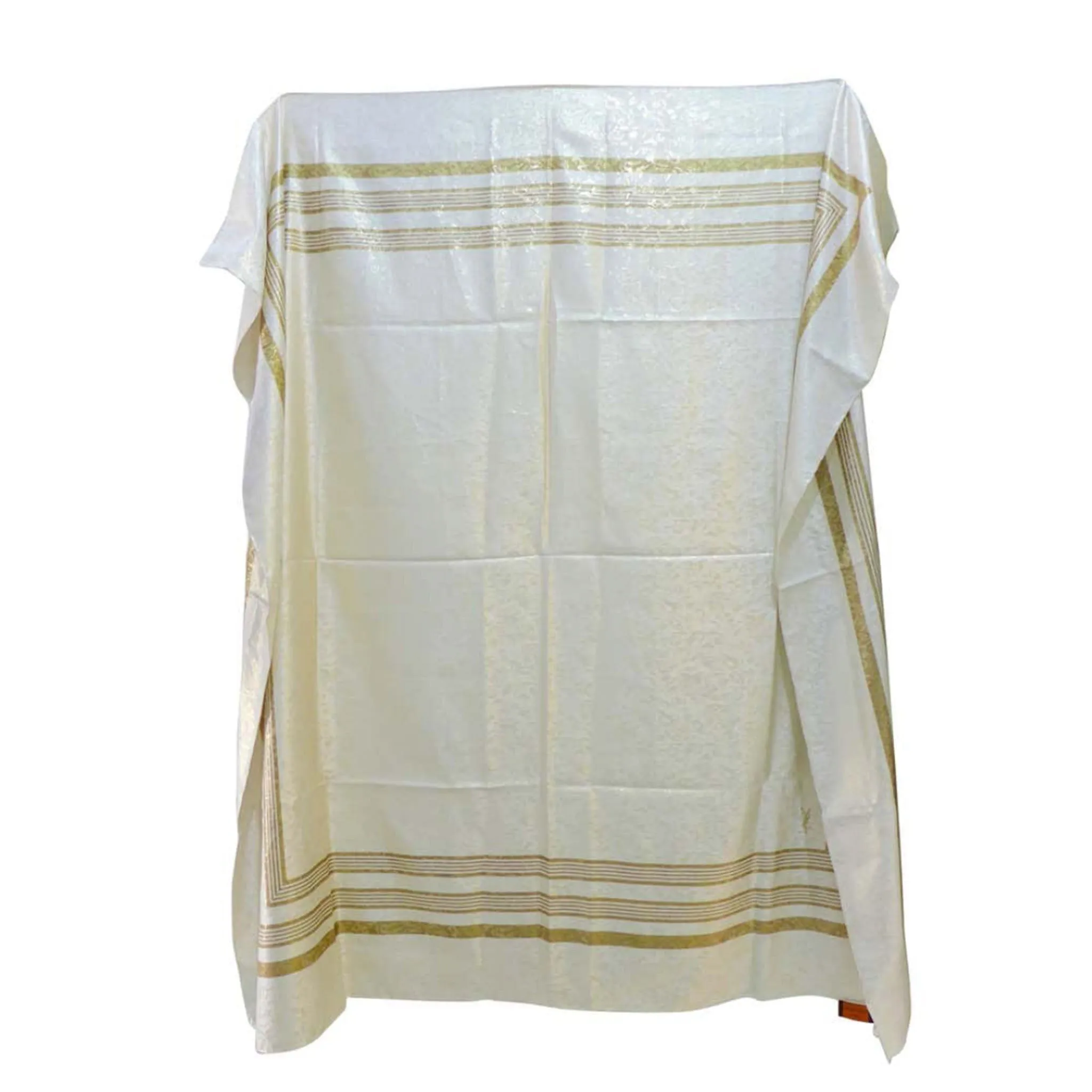 YVES SAINT LAURENT Champagne Metallic Silk Scarf