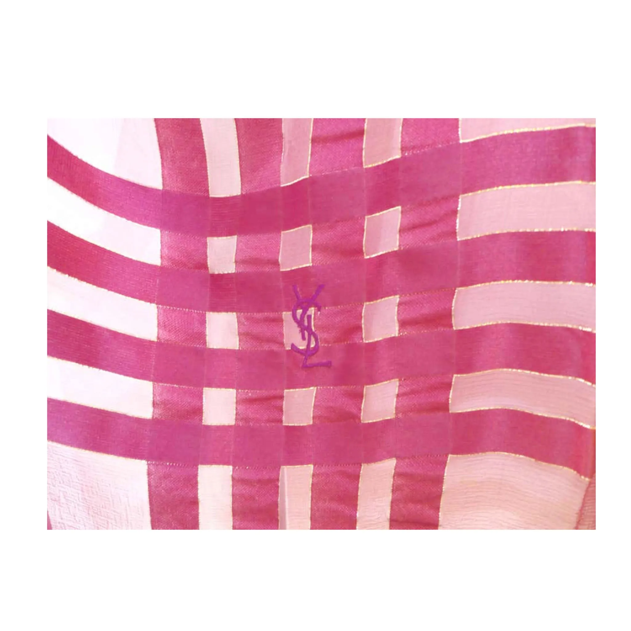 YVES SAINT LAURENT Purple Metallic Stripe Scarf