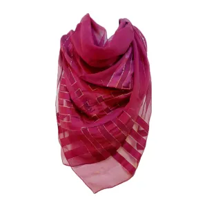 YVES SAINT LAURENT Purple Metallic Stripe Scarf
