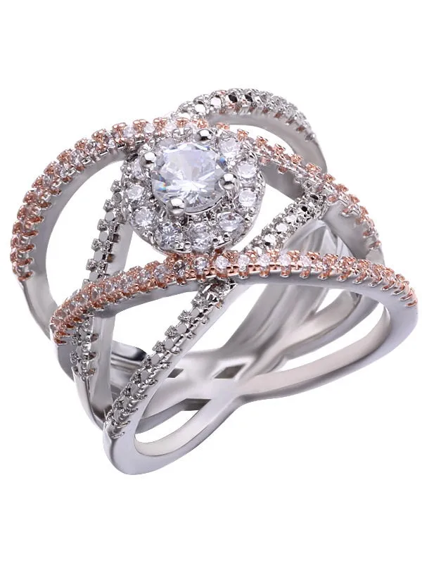 Zallure Creative Cross Pattern Zircon Ring