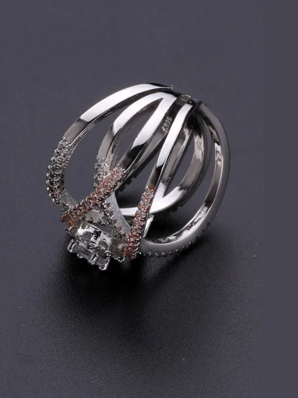 Zallure Creative Cross Pattern Zircon Ring