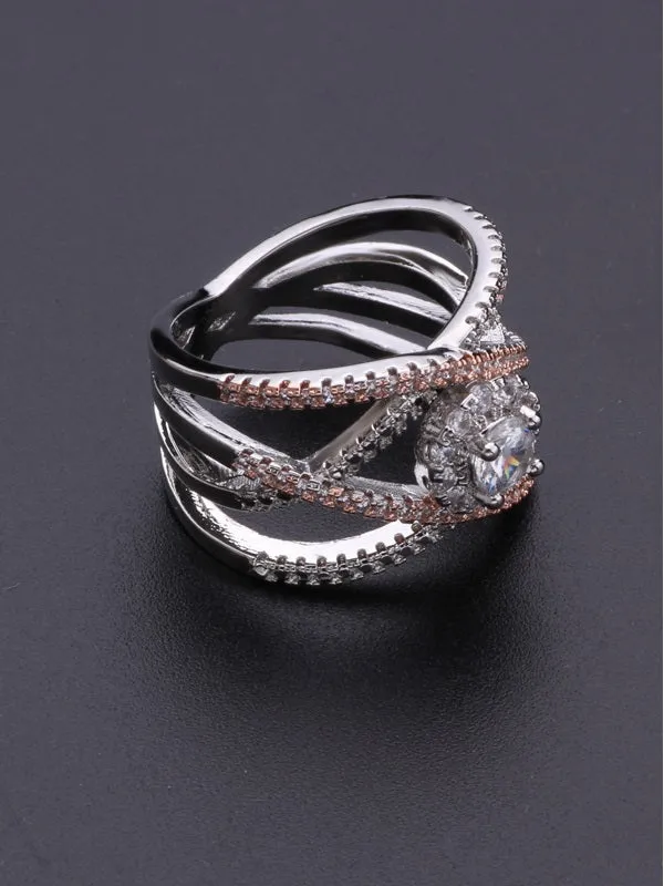 Zallure Creative Cross Pattern Zircon Ring