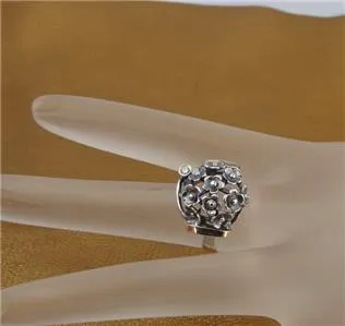 Zircon Ring Floral 9k Yellow Gold 925 Silver, Handmade Hadar Designers  (MS